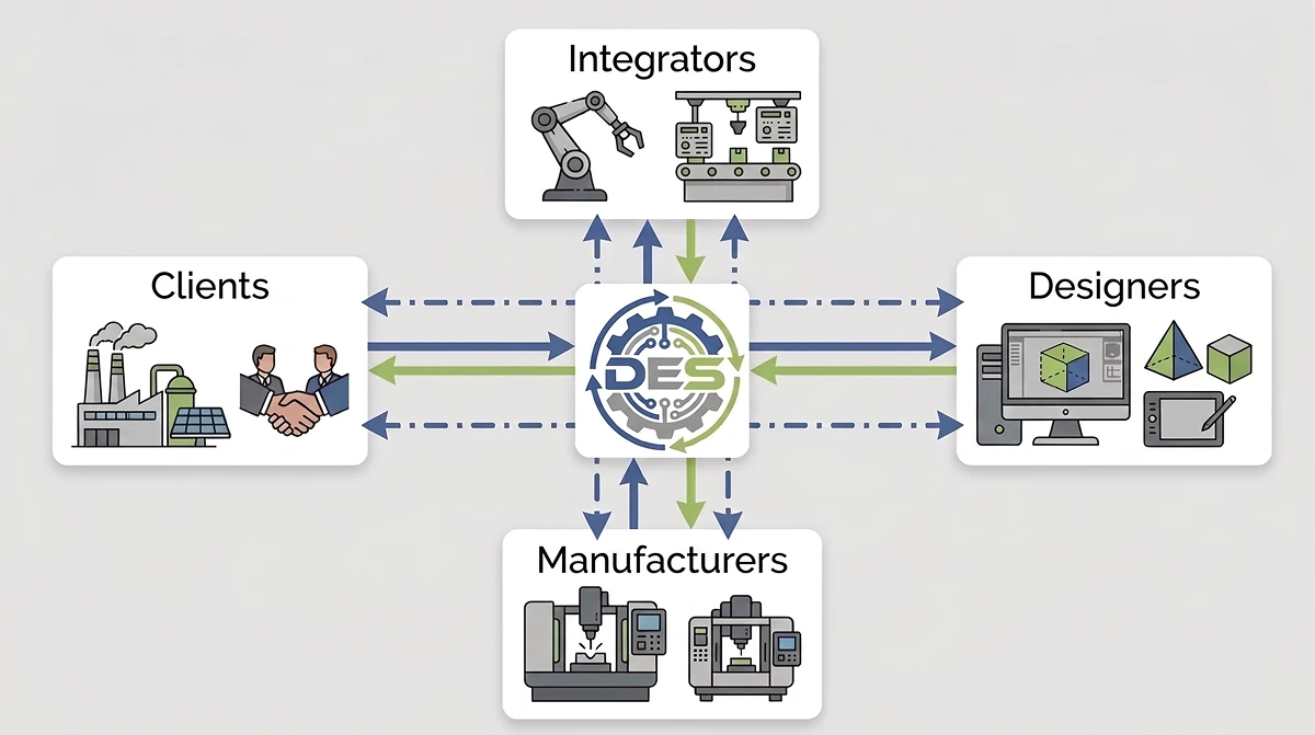 Process diagram of the decentralized machine manufacturing model in a common data environment
